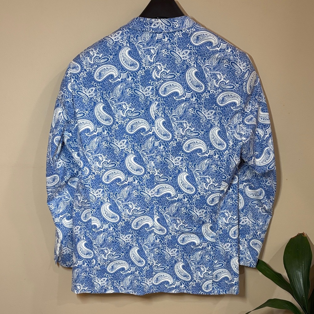 Madison Blue & White Paisley Modern Fit Sport Coat, 46L - Picture 4 of 9